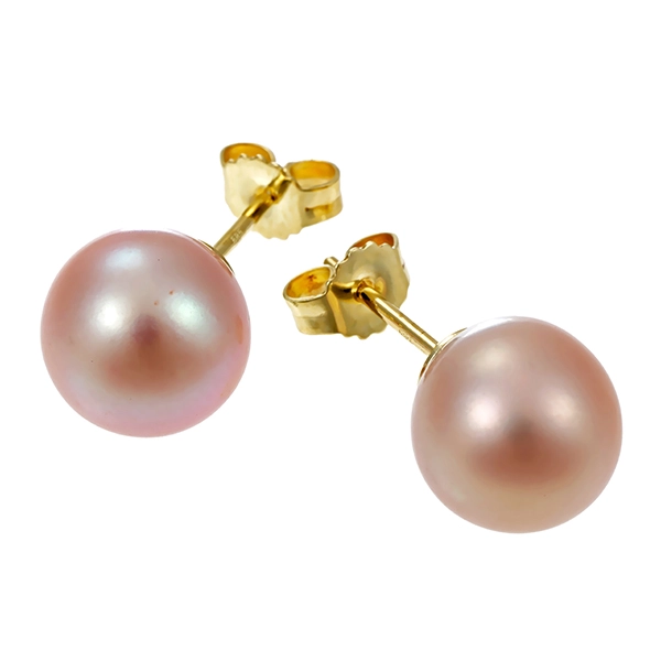 Ohrstecker, 14K, Gelbgold, synth. Perle