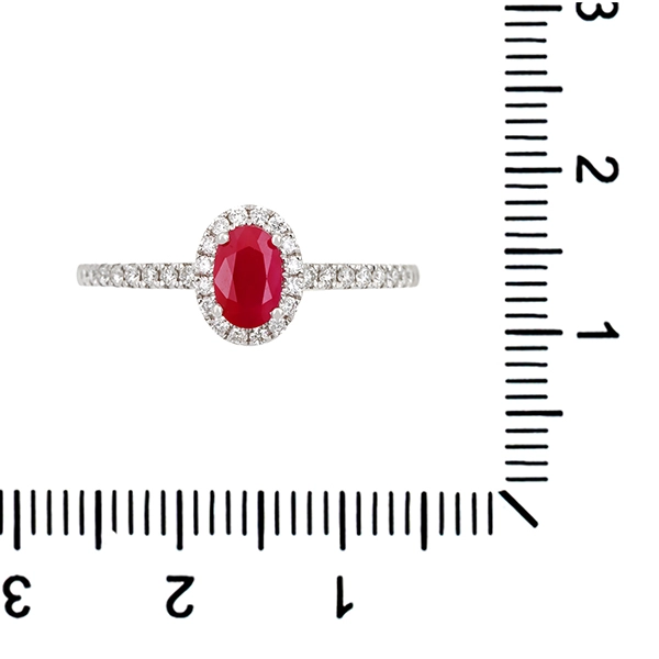 Ring, 18K, Weißgold, Rubin, Brillanten, U54