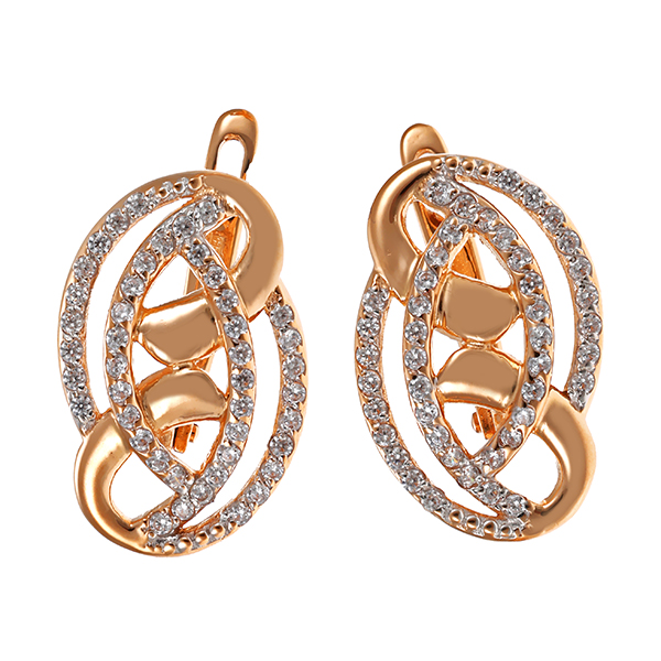 Ohrhänger, 14K, Rotgold, Zirkonia