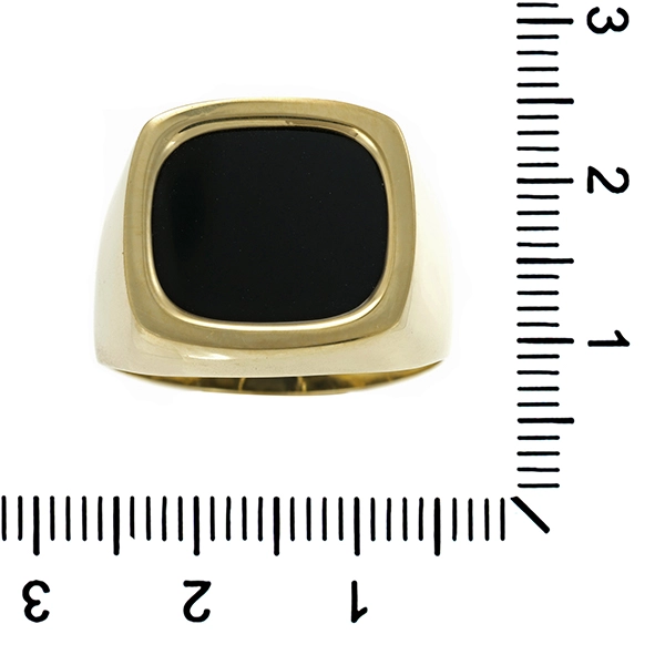 Herrenring, 14K, Gelbgold, Onyx