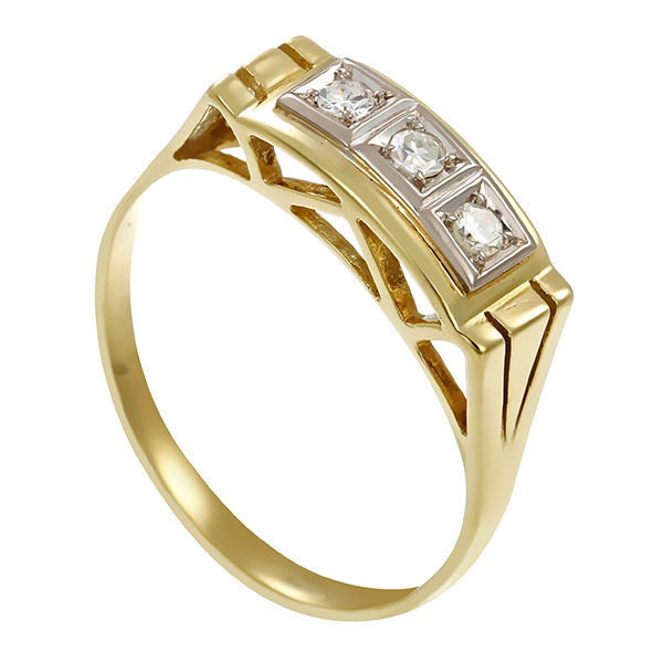 Diamantring, 14K, Gelb-/Weißgold, Diamanten 0,15 ct