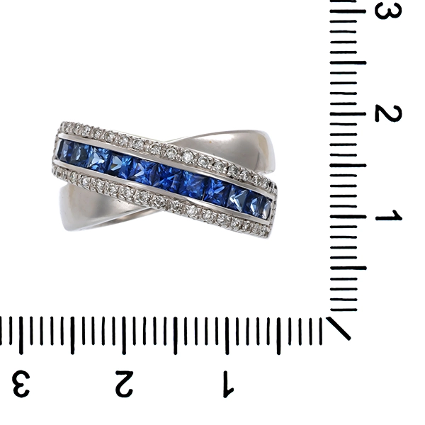 Ring, 18K, Weißgold, Brillant, Saphir