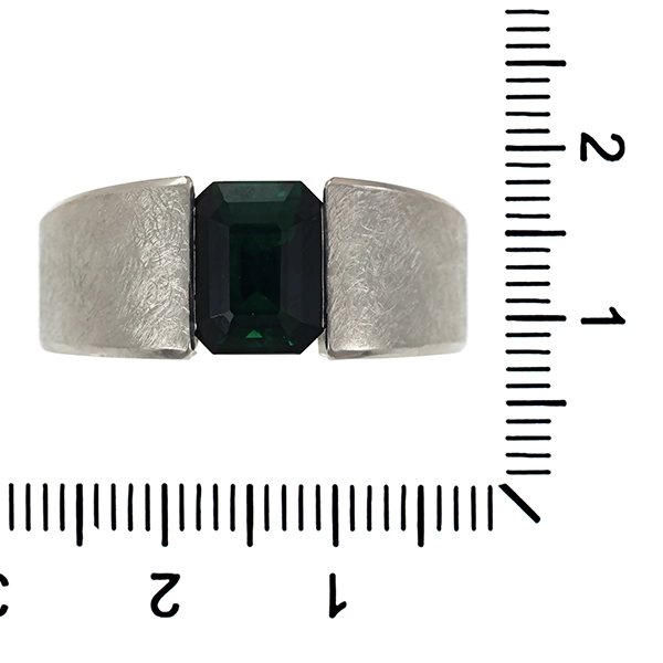 Herrenring, 18K, Weißgold, Turmalin