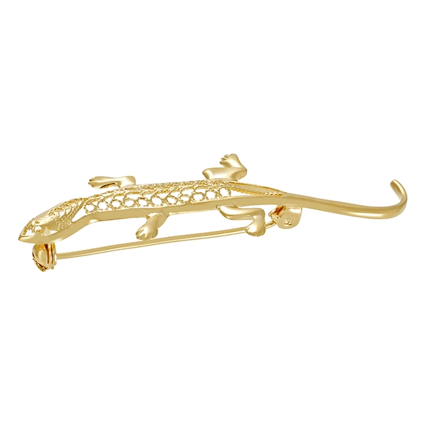 Brosche, 14K, Gelbgold, Echse