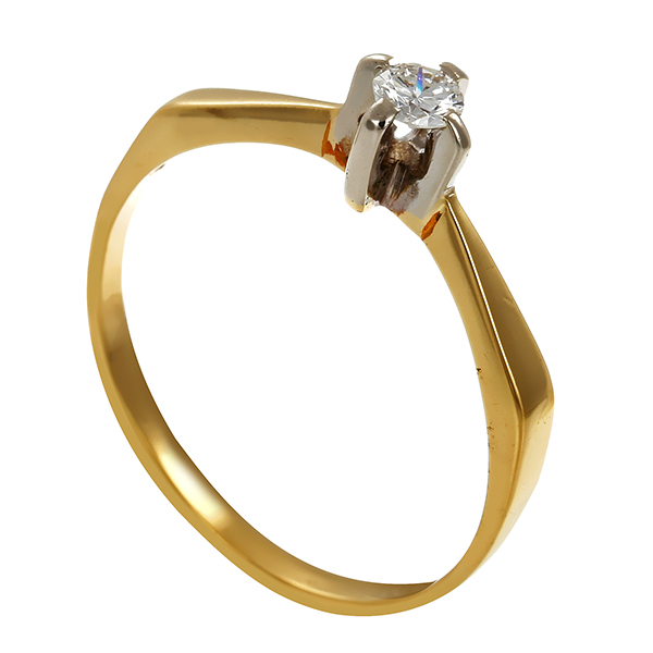 Diamantring, 14K, Gelb-/Weißgold, Brillant