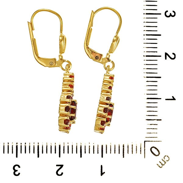 Ohrhänger, 8K, Gelbgold, Granat