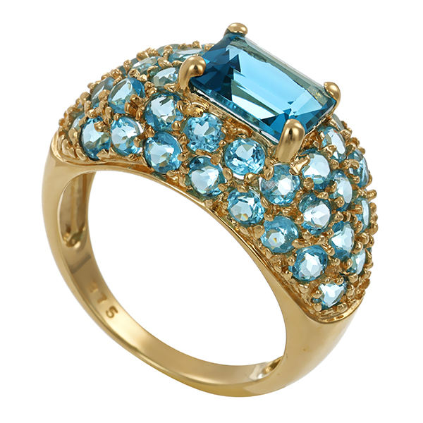 Ring, 9K, Gelbgold, Topas blau