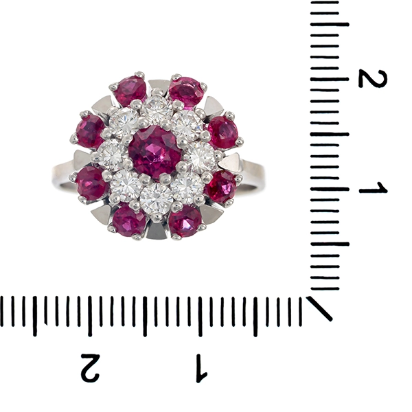 Ring, 14K, Weißgold, Rubin, Brillant