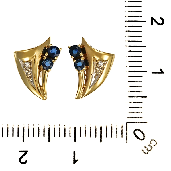 Ohrstecker, 8K, Gelbgold, Saphire, Diamanten