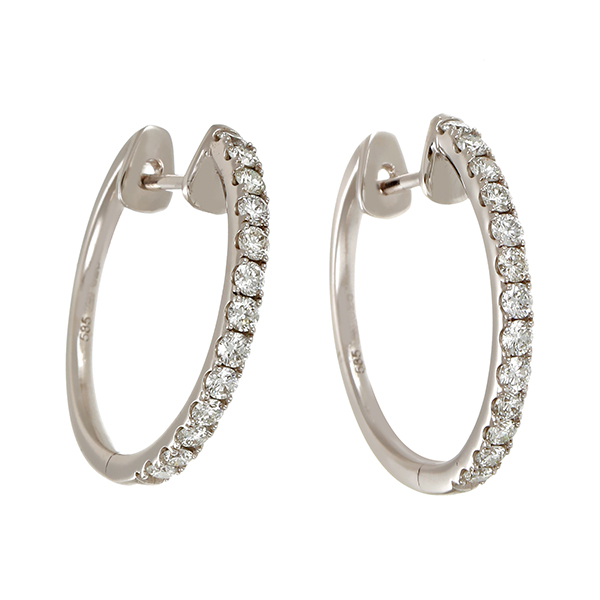 Creolen, 14K, Weißgold, Brillanten 0,50 ct