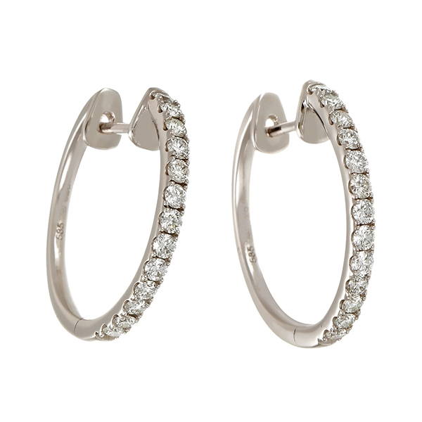 Creolen, 14K, Weißgold, Brillanten 0,50 ct