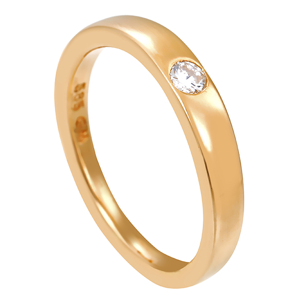 Diamantring, 14K, Gelbgold, Brillant 0,10 ct