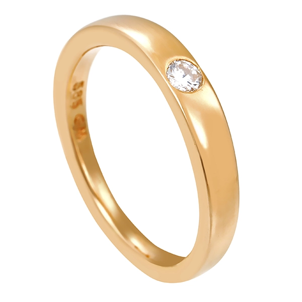 Diamantring, 14K, Gelbgold, Brillant 0,10 ct