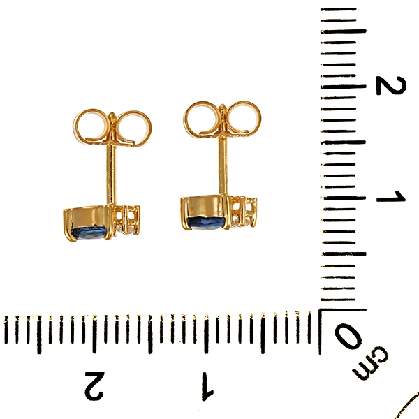 Ohrstecker, 18K, Gelbgold, Saphire, Brillanten