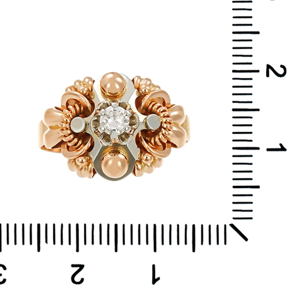 Diamantring, 18K, Gelb-/Weißgold, Brillant 0,20 ct