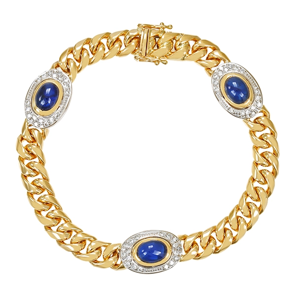 Armband, 18K, Gelb-/Weißgold, Brillanten, Saphire