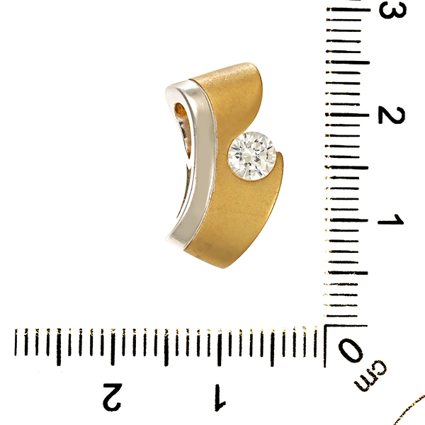 Anhänger, 9K, Gelb-/Weißgold, Zirkonia