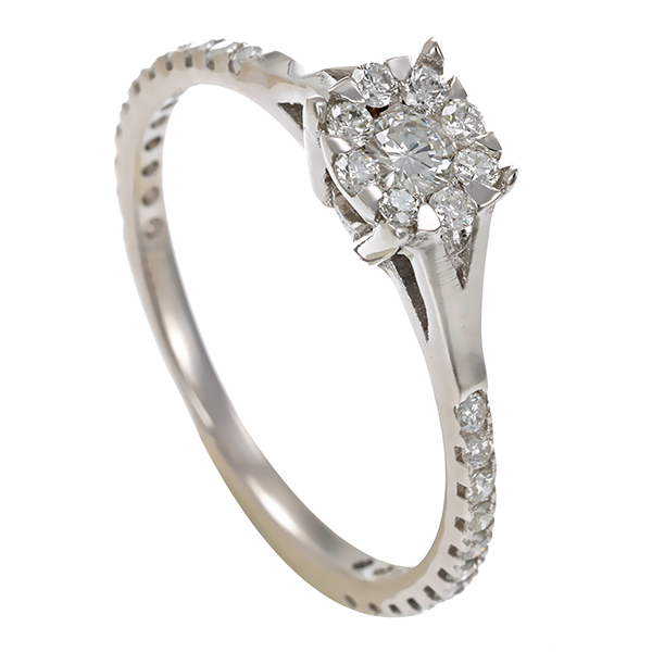 Ring, 14K, Weißgold, Brillanten