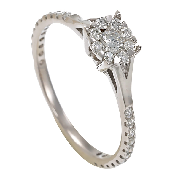 Ring, 14K, Weißgold, Brillanten