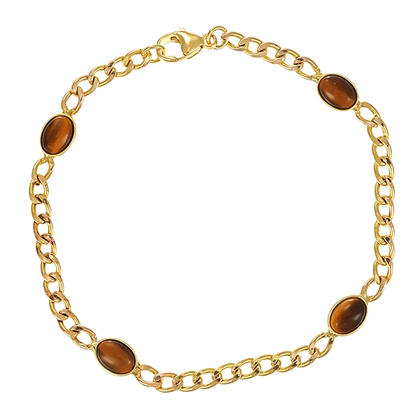 Armband, 9K, Gelbgold, Tigerauge