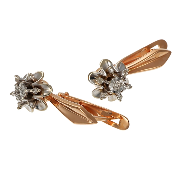 Ohrhänger, 14K, Rot-/Weißgold, Diamanten, Brillanten