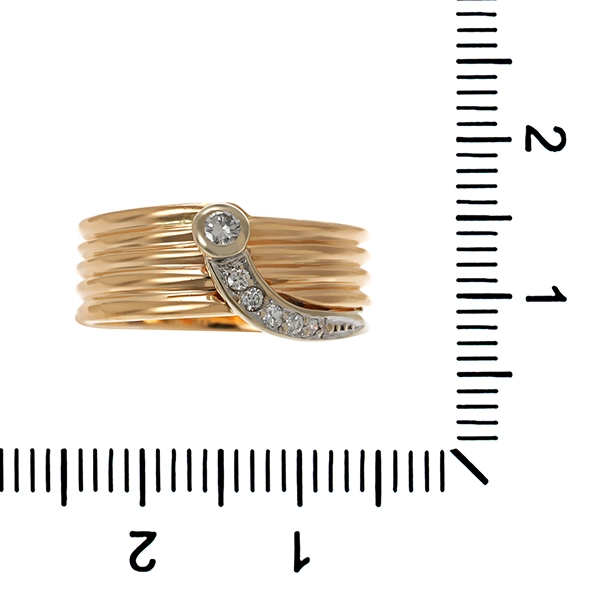 Goldring, 18K, Gelb-/Weißgold, Brillanten