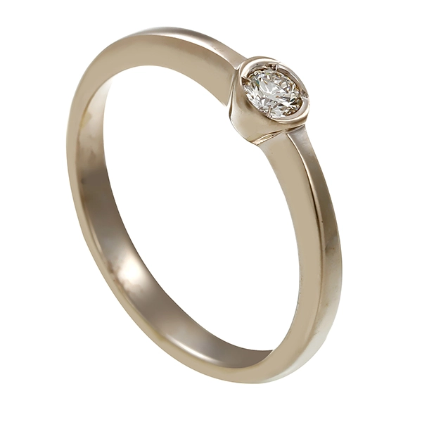 Diamantring, 14K, Weißgold, Brillant 0,10 ct