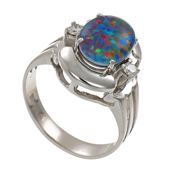 Ring, 14K, Weißgold, Opaltriplette