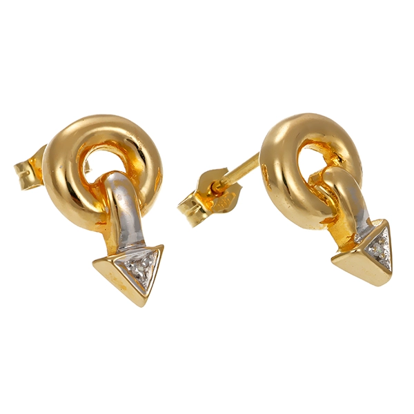 Ohrstecker, 14K, Gelb-/Weißgold, Diamant
