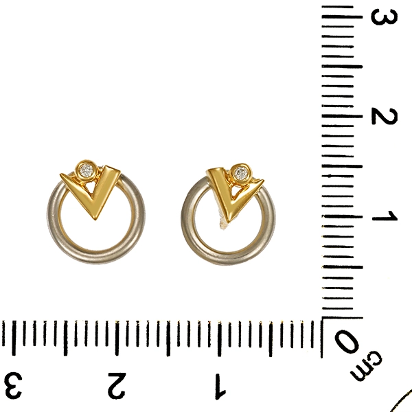 Ohrstecker, 950,PT/18K, Gelbgold, 2 Brillanten
