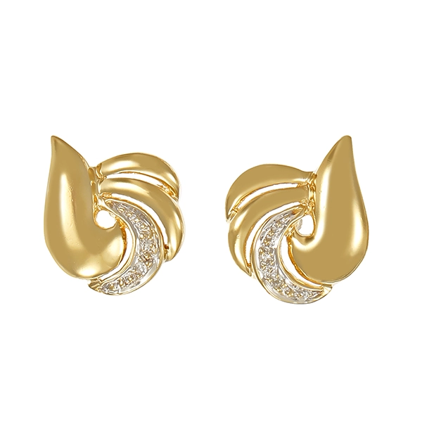 Ohrstecker, 14K, Gelb-/Weißgold, Diamanten
