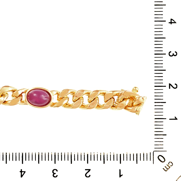 Armband, 14K, Gelbgold, diverse Edelsteine, Panzer-