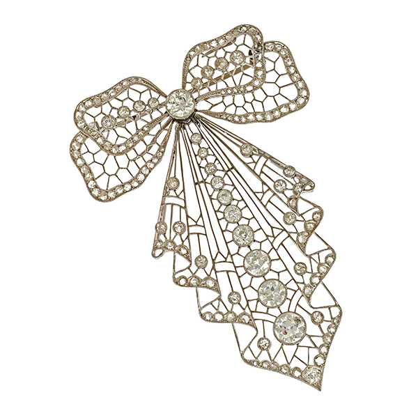 Brosche, Pt250, Platin, Diamanten, Diamantrosen