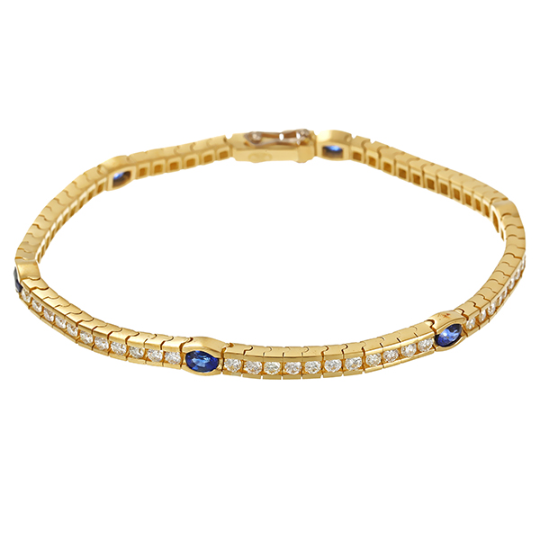 Armband, 18K, Gelbgold, Brillanten, Saphire