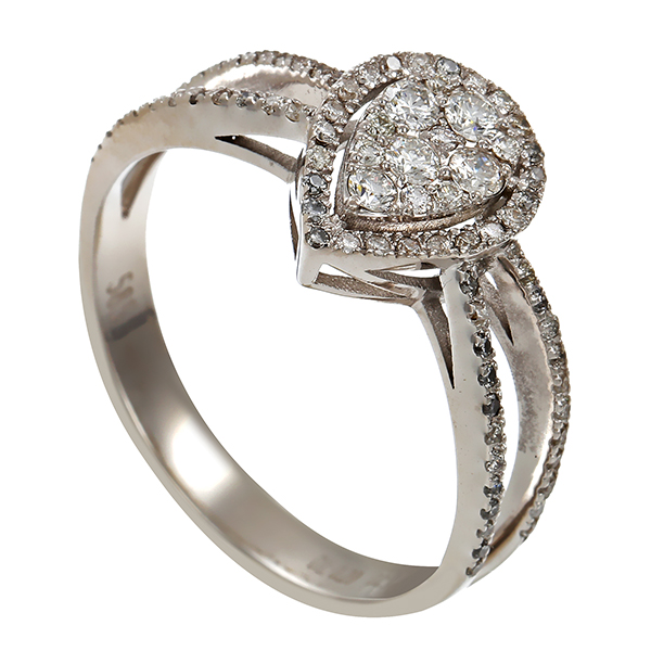 Diamantring, 14K, Weißgold, Brillanten 0,56 ct