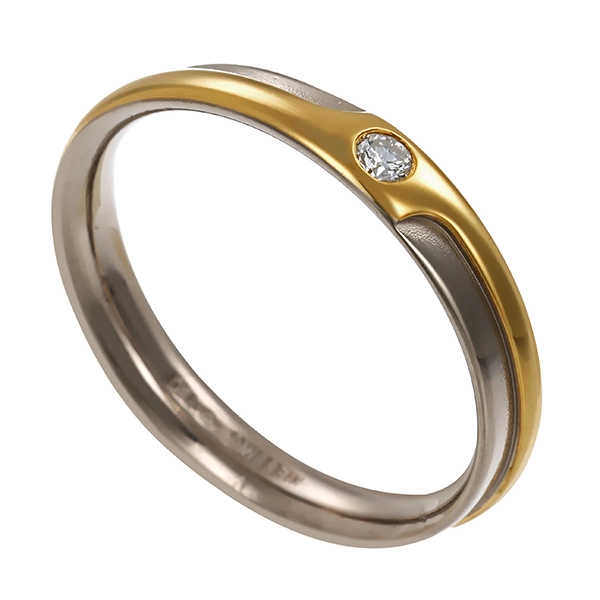 Brillantring, 18K, Gelb, Weißgold, 1 Brillant