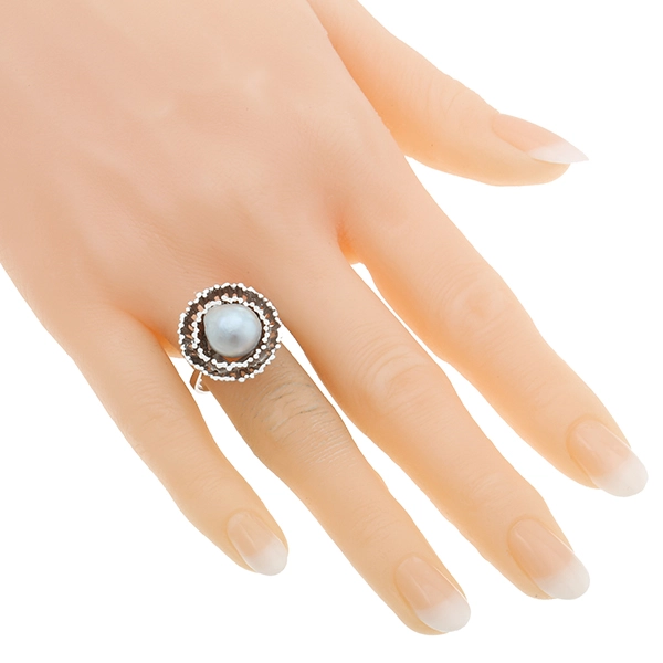 Ring, 14K, Weißgold, Perle