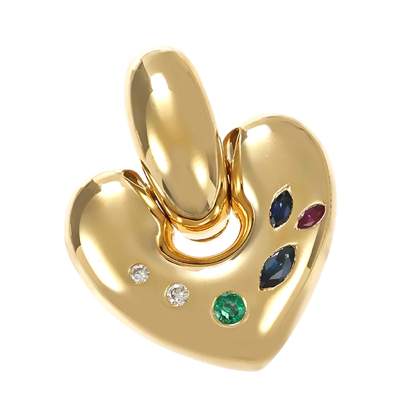 Anhänger, 14K, Gelbgold, Brillant, Saphir, Rubin, Smaragd