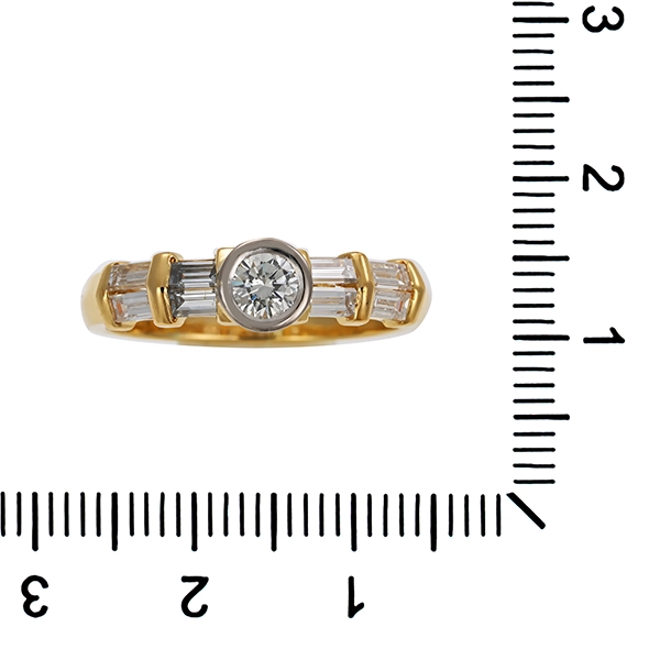 Diamantring, 18K, Gelb-/Weißgold, Diamanten, Brillant