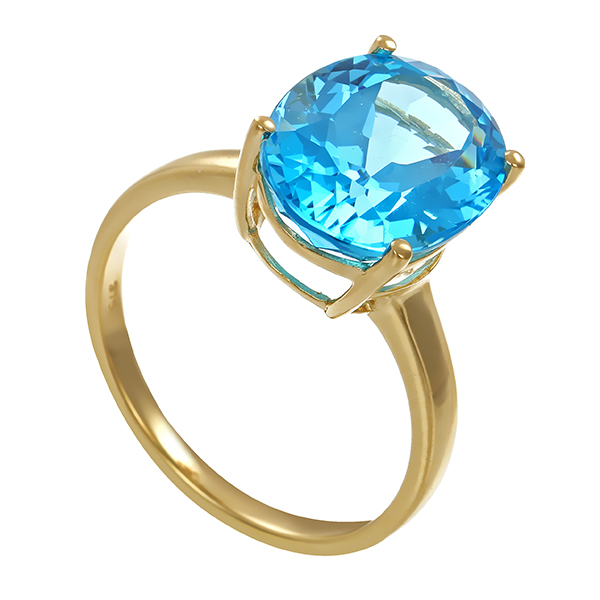 Ring, 9K, Gelbgold, Topas blau 
