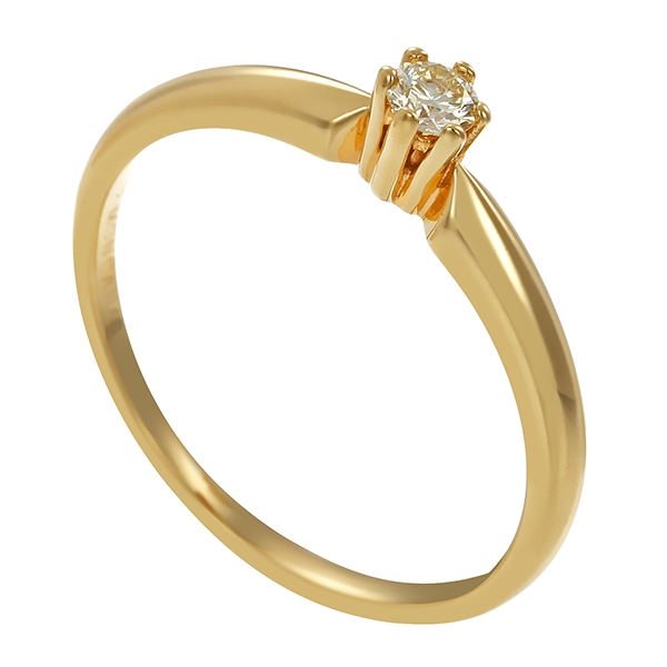 Diamantring, 14K, Gelbgold, Brillant 0,12 ct