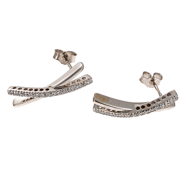 Ohrschmuck, 14K, Weißgold, Zirkonia