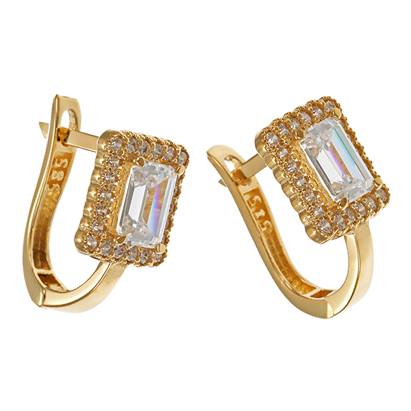 Ohrhänger, 14K, Gelbgold, Zirkonia