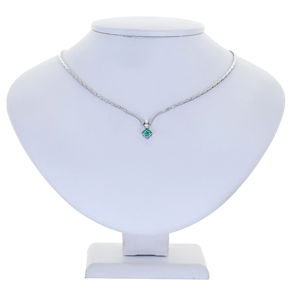 Collier, 14K, Weißgold, Smaragde, Brillanten