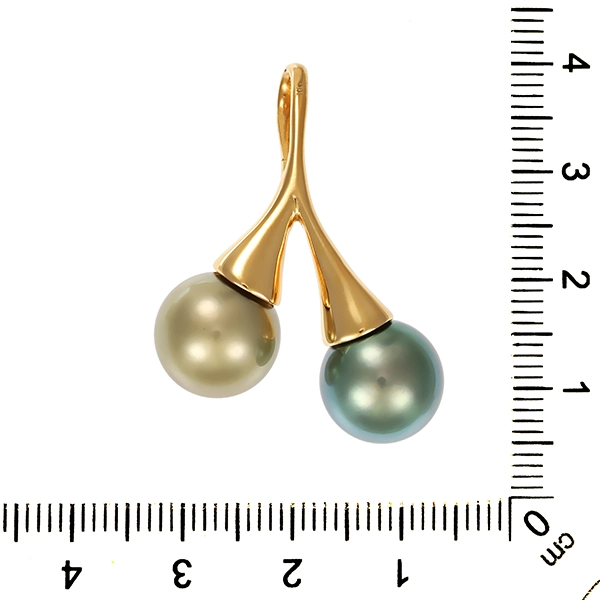 Anhänger, 18K, Gelbgold, Perlen