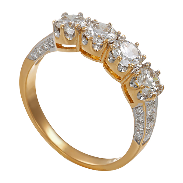 Diamantring, 18K, Gelb-/Weißgold, Brillanten