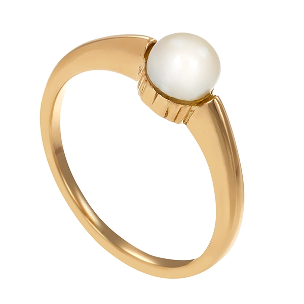 Ring, 14K, Gelbgold, Perle