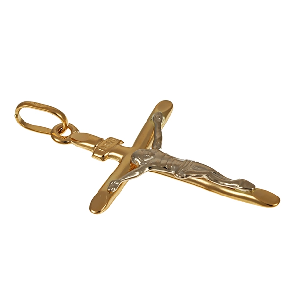 Anhänger, 18K, Gelb-/Weißgold, Kruzifix