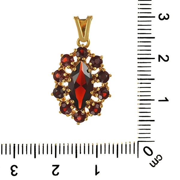 Anhänger, 8K, Gelbgold, Granat