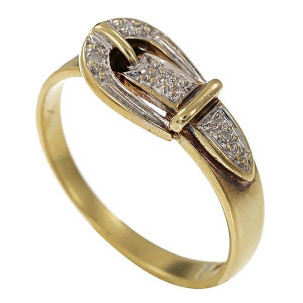 Ring, 8K, Gelbgold, Diamanten, Gürtelschnalle